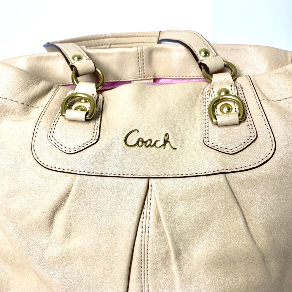 Auth COACH Ashley Leather Carryall F15513 Beige - Picture 3 of 8